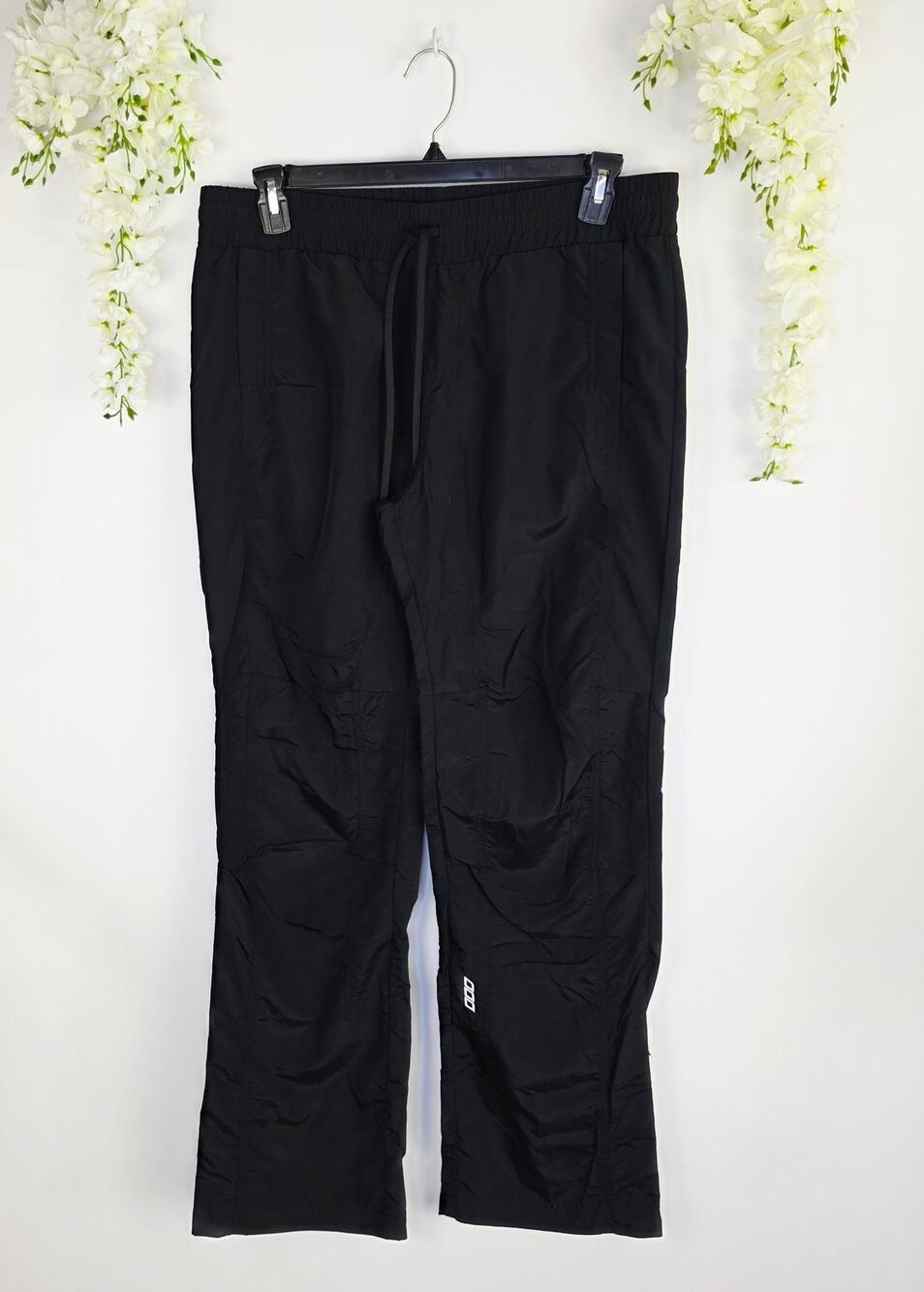 Lorna Jane Track Pants Large Black Drawstring Athletic Athleisure Y2K Gorpcore